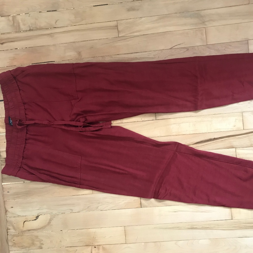 Red Satin Jogger Pants